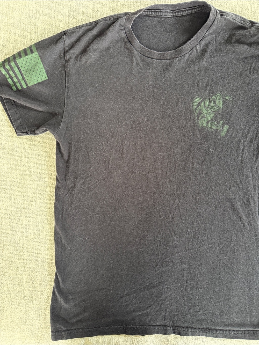 Grunt Style Black Short Sleeve Tee with Green Chest and Sleeve Graphics